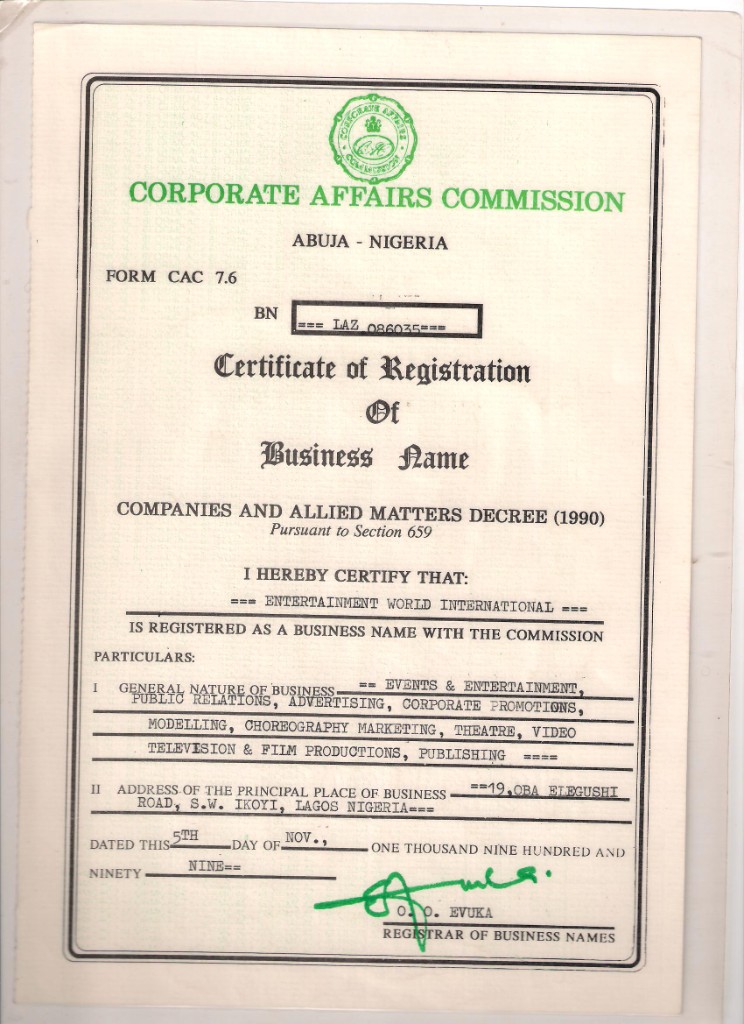 EWIL Business Name Registration
